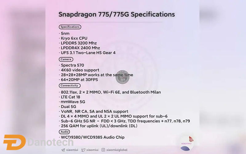 جزئیات Qualcomm Snapdragon 775