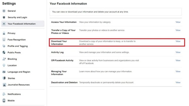 حذف اکانت فیس بوک