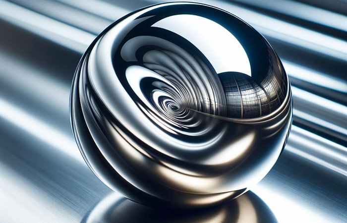 نمای نزدیک از سطح صیقلی و آینه‌ای ورق استیل براق