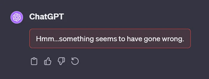Something went wrong در چت جی پی تی