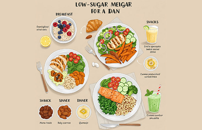 برنامه غذایی کم قند برای یک روز