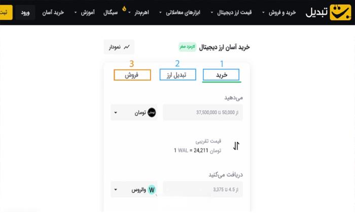 ثبت سفارش برای خرید ارز دیجیتال از تبدیل